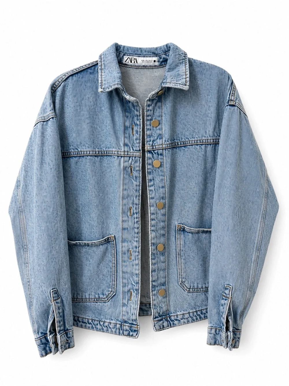 Zara Light Wash Blue Denim Shirt Jacket Oversized Fit - Picture 1 of 5